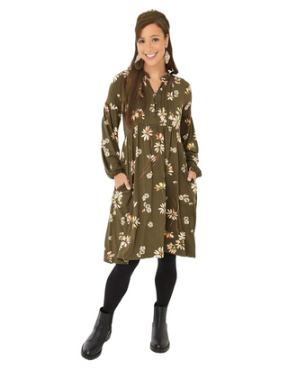 Women's Nieve Floating Blossom Dress in Green (IMPERFECT)