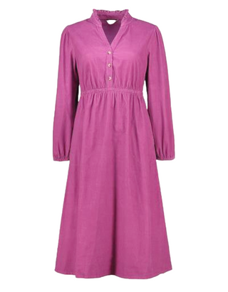 Women's Corduroy Midi Dress in Pink (IMPERFECT)