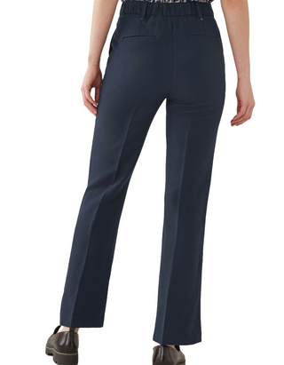 Women's Tailored Elasticated Back Boot Cut Regular Trousers in Navy