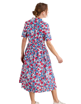 Women's Cotton Charlotte Dress in Waterway Floral Chalk