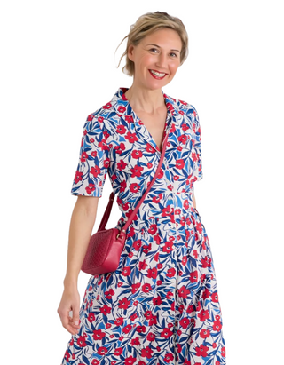 Women's Cotton Charlotte Dress in Waterway Floral Chalk