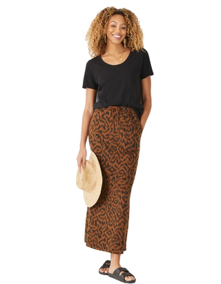 Women's Jorja Jersey Cotton Maxi Skirt in Brown