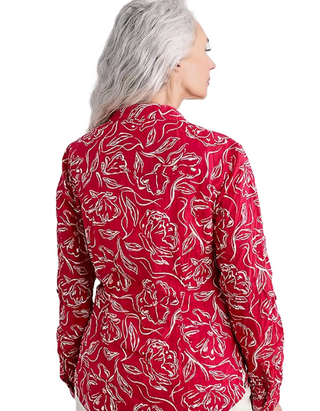 Women's Long Sleeve Cotton Summer Larissa Shirt in inky camellia rudder (IMPERFECT)