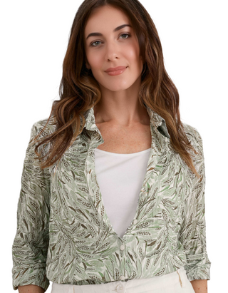 Women's Larissa Organic Cotton Shirt in Wheat Harvest Moss Green