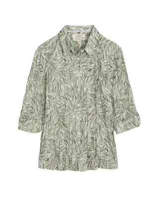 Women's Larissa Organic Cotton Shirt in Wheat Harvest Moss Green