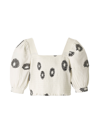 ME+EM Cheesecloth Modern Daisy Print Blouse