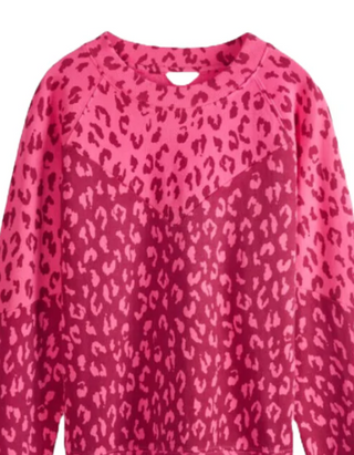 Women’s Chevron Animal Print Sweatshirt in Pink Burgundy