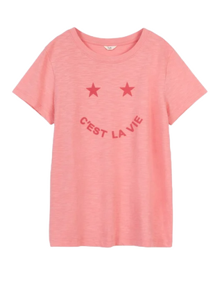 HUSH Taren Cotton Smiley T-Shirt in Pink