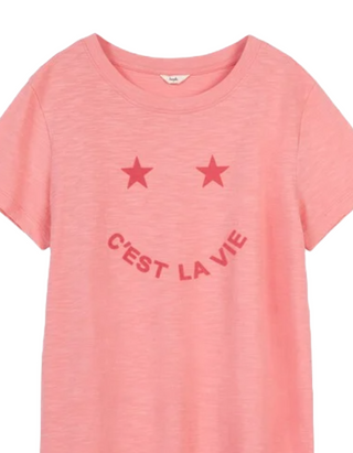 HUSH Taren Cotton Smiley T-Shirt in Pink