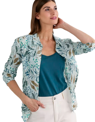 Women's Long Sleeve Larissa Shirt in Riverbed Floral Chalk (IMPERFECT)