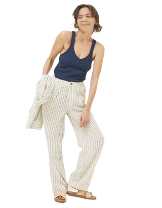 Women's Pendeen Linen Blend Wide Leg Trousers in Cream Mix (IMPERFECT)