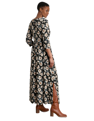 Women's Maggie Maxi Dress in Applique Poppy Onyx (IMPERFECT)