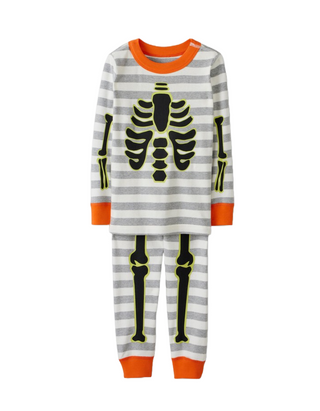 Kids Long John Pajama Set in Spooky Skeleton