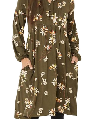 Women's Nieve Floating Blossom Dress in Green (IMPERFECT)