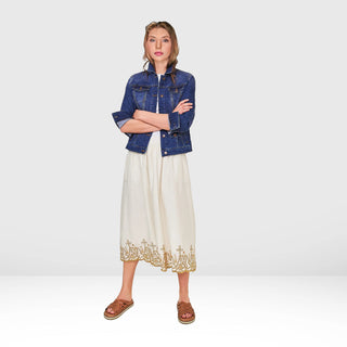 Women's Fern Embroidered Skirt In Ivory Natural