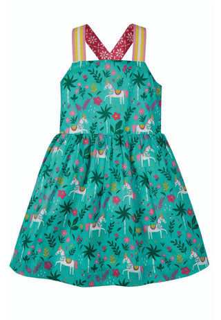 Little Girl's Turquoise Unicorn Print Ruffle Jersey Dress – cuteheads