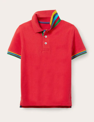 Mini Boden Boy's Pique Polo Shirt in Jam Red