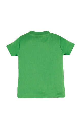 Frugi Boy's Penryn Applique Panel T-Shirt in Glen Green/Buffalo