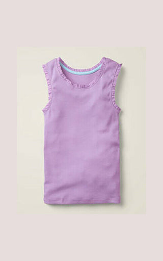 Mini Boden Girl's Sleevless Lace Trim Ribbed Vest in Purple