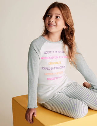 Marks & Spencer Girl's Harry Potter Spells Pyjama Set in Grey Mix