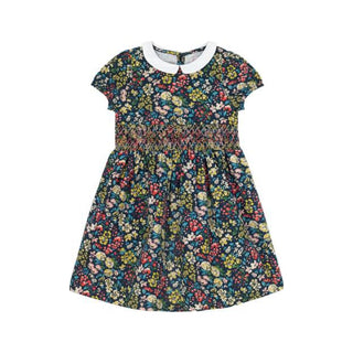 Cath Kidston Girl's Flower Meadow Smocked Waist Dress in Blue(Slightly Dress)