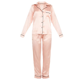 Women's Long Sleeve Bride Squad Satin Pyjama Set in Pink (IMPERFECT)