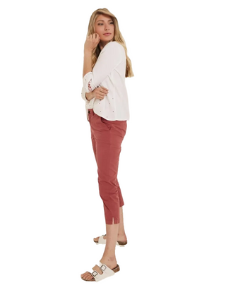 Women's Farnham Cropped Garment Dyed Chinos Trousers in Dusty Pink