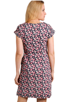 Weird Fish Florida Organic Printed Jersey Dress in Dark Pink