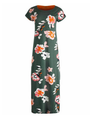 Weird Fish Mirren Organic Cotton Maxi Dress in Dusky Green