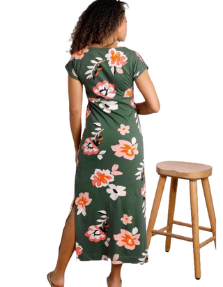 Weird Fish Mirren Organic Cotton Maxi Dress in Dusky Green