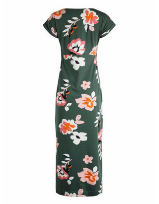 Weird Fish Mirren Organic Cotton Maxi Dress in Dusky Green