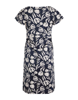 Women's Florida Organic Printed Jersey Dress in Navy Blue