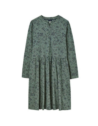 Women's Long Sleeve Aurora Zip Down Jersey Dress in Green