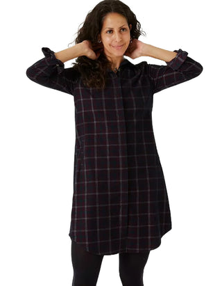 Women's Chester Check Shirt Dress in Plum Multi