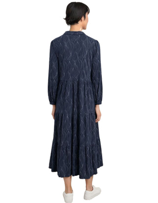 Women's Windflower 3/4 Sleeve Tiered Dress in Navy Tide Sti