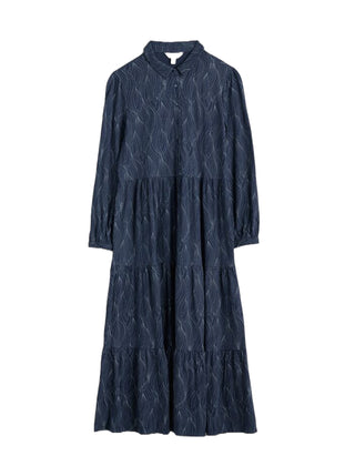 Women's Windflower 3/4 Sleeve Tiered Dress in Navy Tide Sti