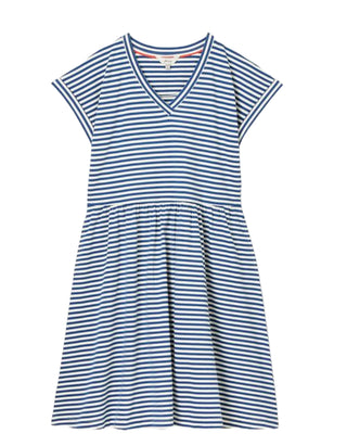 Women's Piper Short Jersey Dress in Blue Stripe