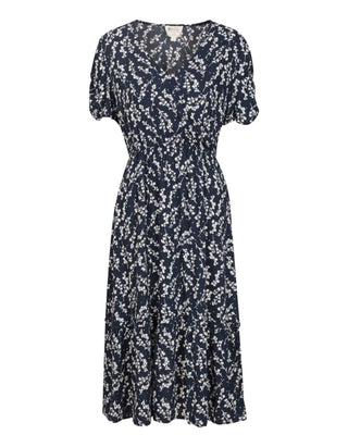 Women's Midi Tiered Dress in Navy Floral Oasis Mix