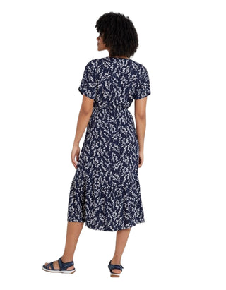 Women's Midi Tiered Dress in Navy Floral Oasis Mix