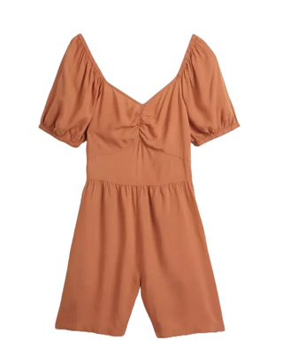 Tu Clothing Brown Puff Sleeve Playsuit