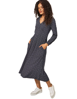 Women's Megan Jersey Midi Dress in Navy Multi (IMPERFECT)