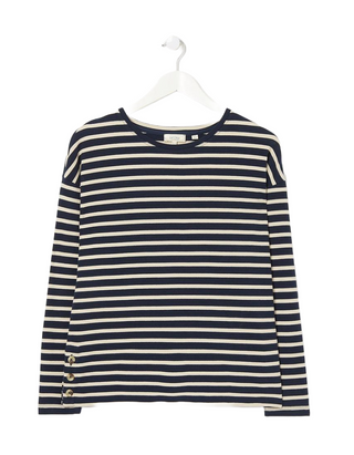 Women's Long Sleeve Leah Stripe Top in Navy (IMPERFECT)