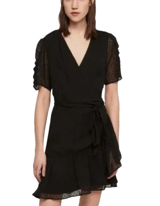 ALLSAINTS Sienna Clip Dot Wrap Dress