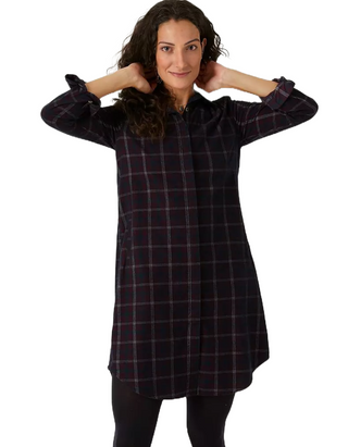 Women's Chester Check Shirt Dress in Plum