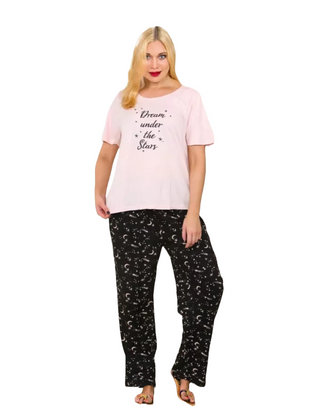 Women’s Plus Size “ Dream Under The Star “ Pyjama Set in Pink