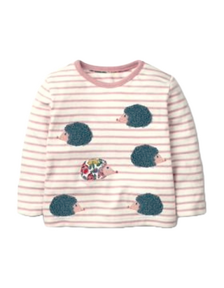 Baby Boden Stripe Hedgehog Applique Top in Pink (Slightly Defect)