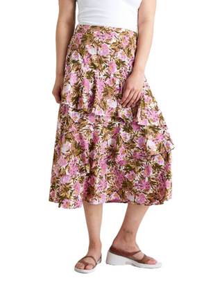 Tu Clothing Prairie Floral Ruffle Trim Midi Skirt