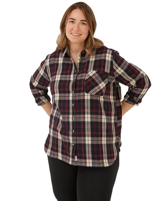 Women's Long Sleeve Olivia Check Shirt in Black Multi (IMPERFECT)