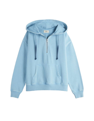 Women's Long Sleeve Zip Relaxed Hoodie in Blue (IMPERFECT)