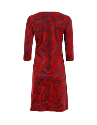 Women's Starshine Organic Cotton Printed Jersey Dress in Rich Red